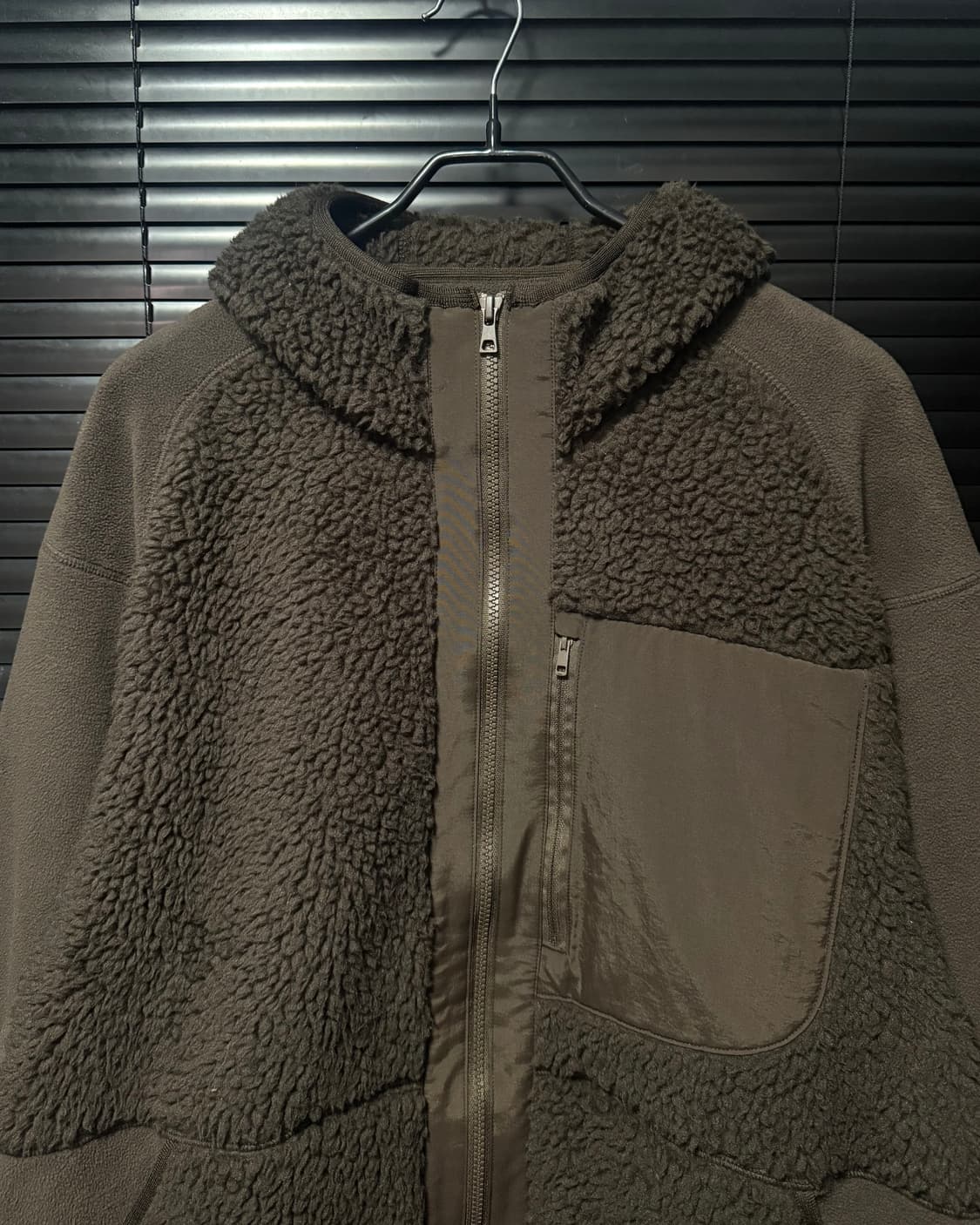 유니클로 화이트마운티니어링 브라운 갈색 후리스 플리스 후드 집업 XL 상품이미지3