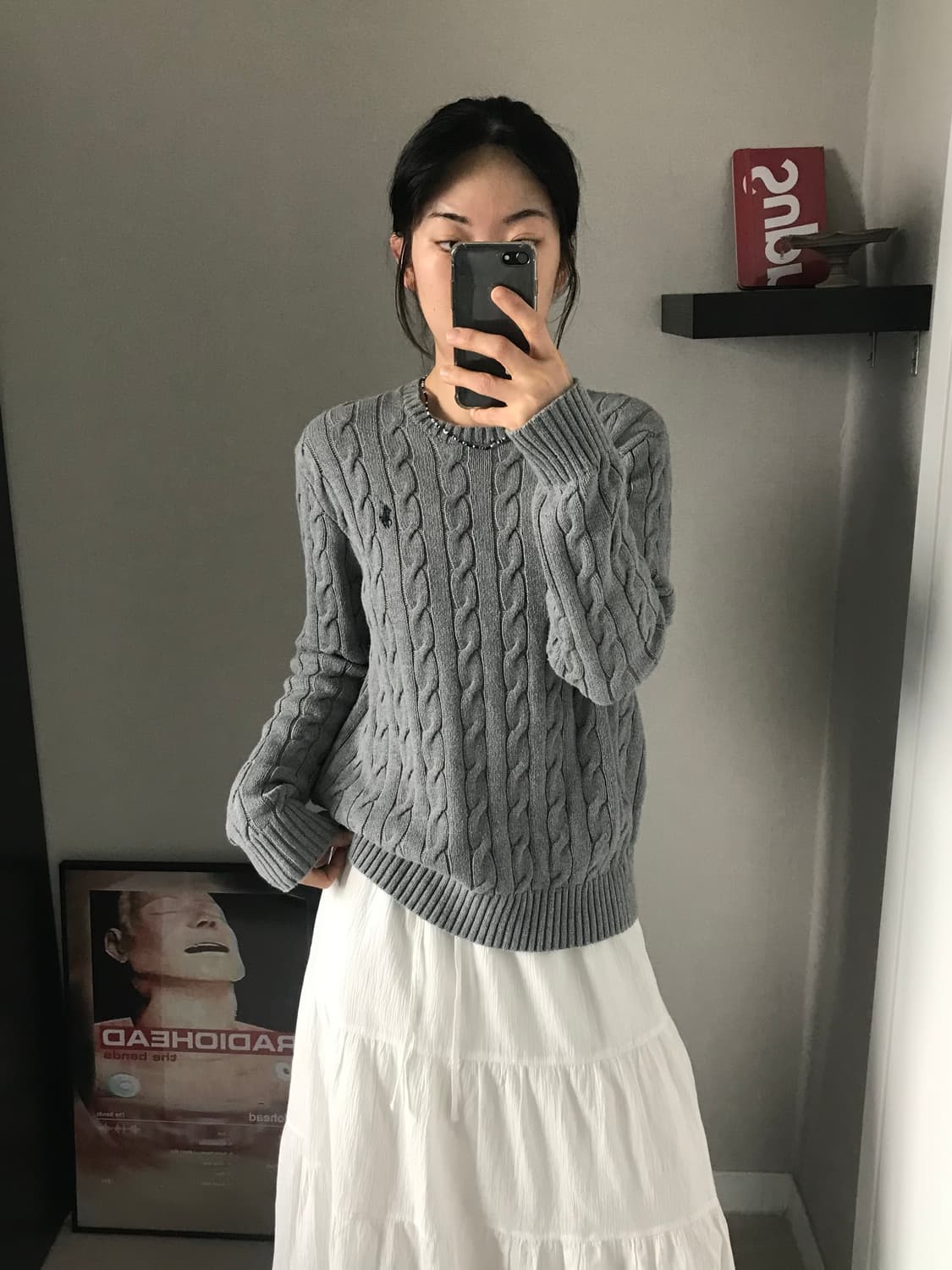 폴로 랄프로렌 포니 로고 그레이 케이블 니트 상품이미지4