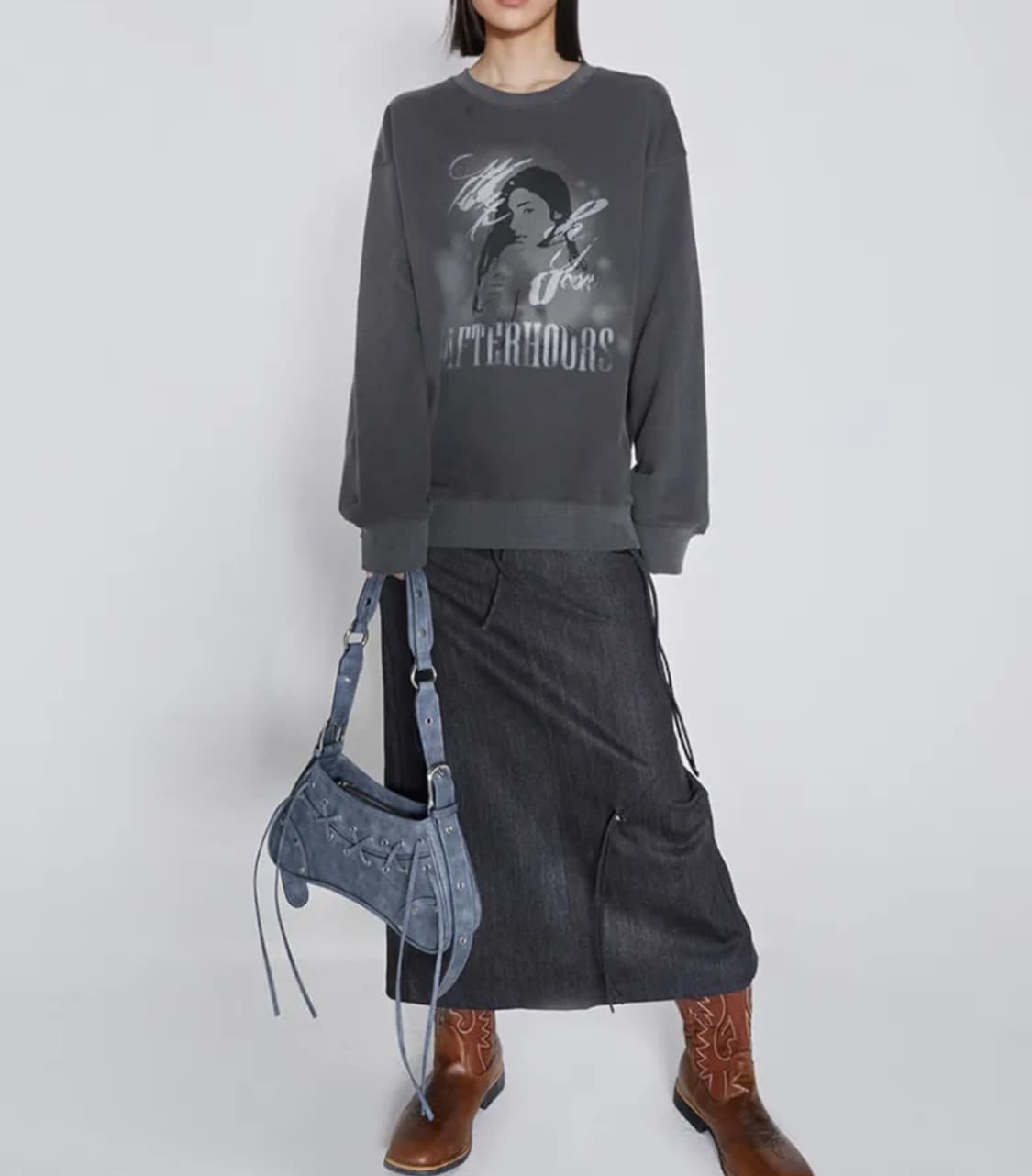 애프터아워즈 레이스업 숄더백 데님블루 상품이미지2