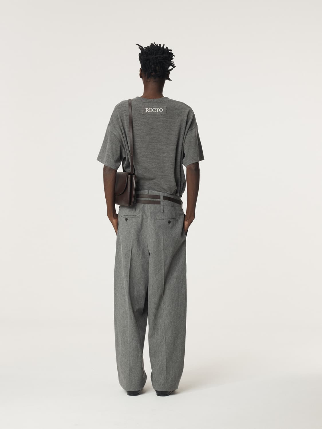 렉토 25FW 퀸시 울 벨트 팬츠 멜란지 그레이 상품이미지6