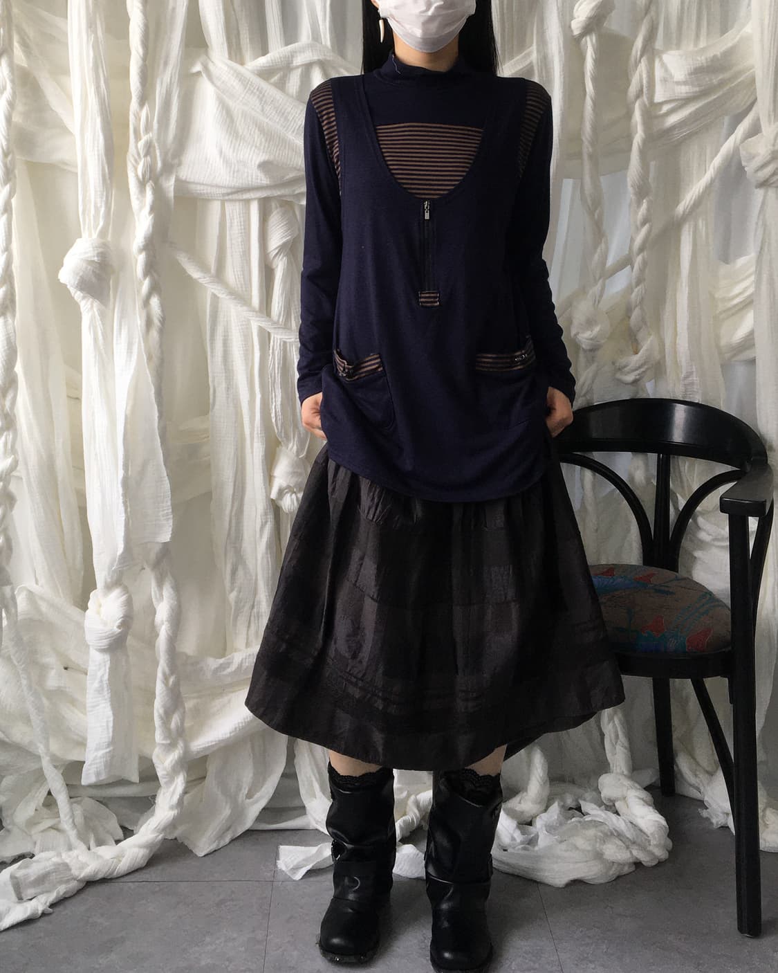 Reversible pattern glossy skirt 상품이미지5