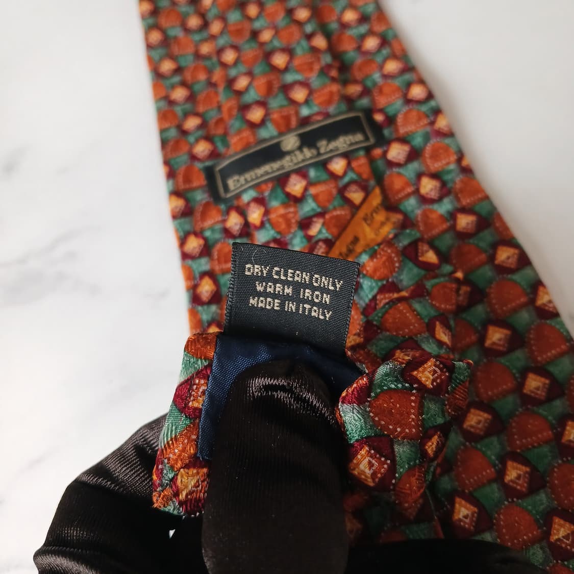 에르메네질도 제냐 실크 브라운 패턴 넥타이 9cm A+등급 E891
 상품이미지10