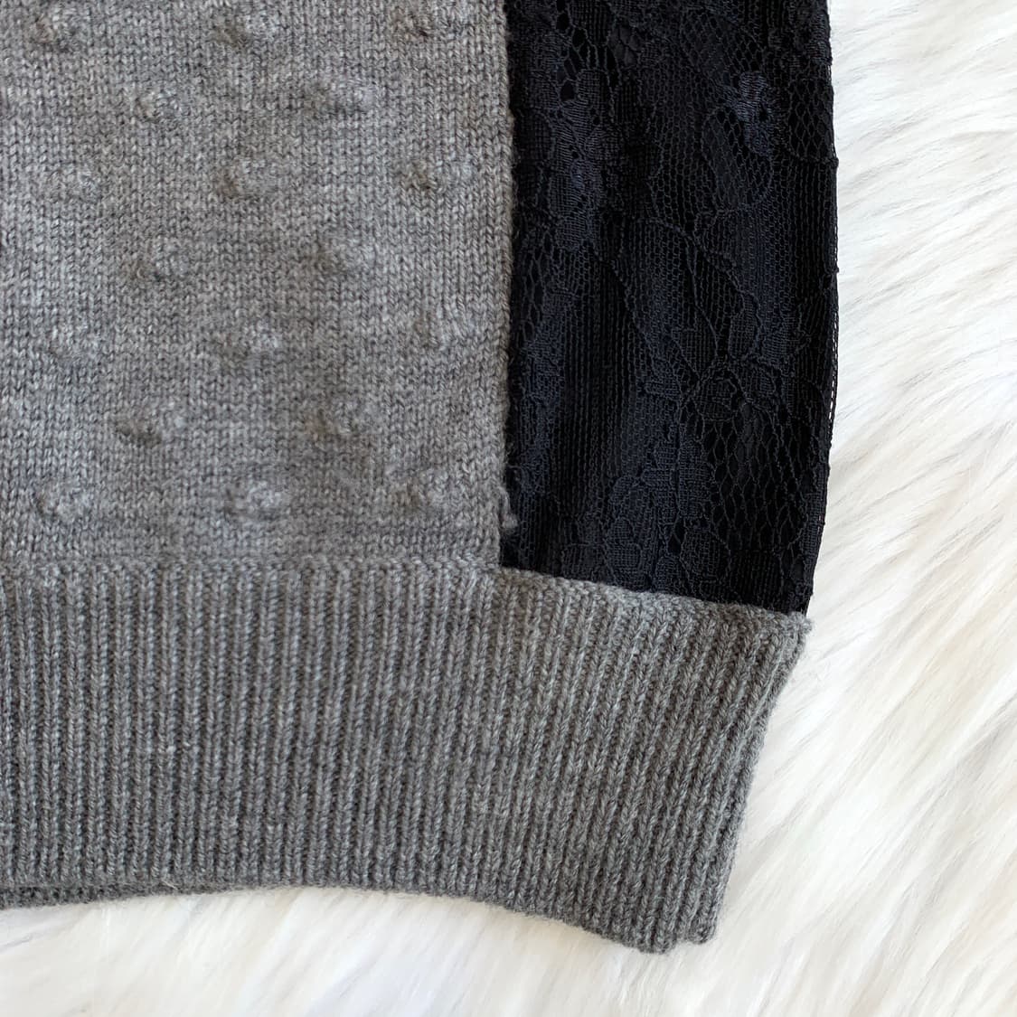 랑방 LANVIN 레이스 배색 보트넥 엠보 니트 1693 상품이미지7