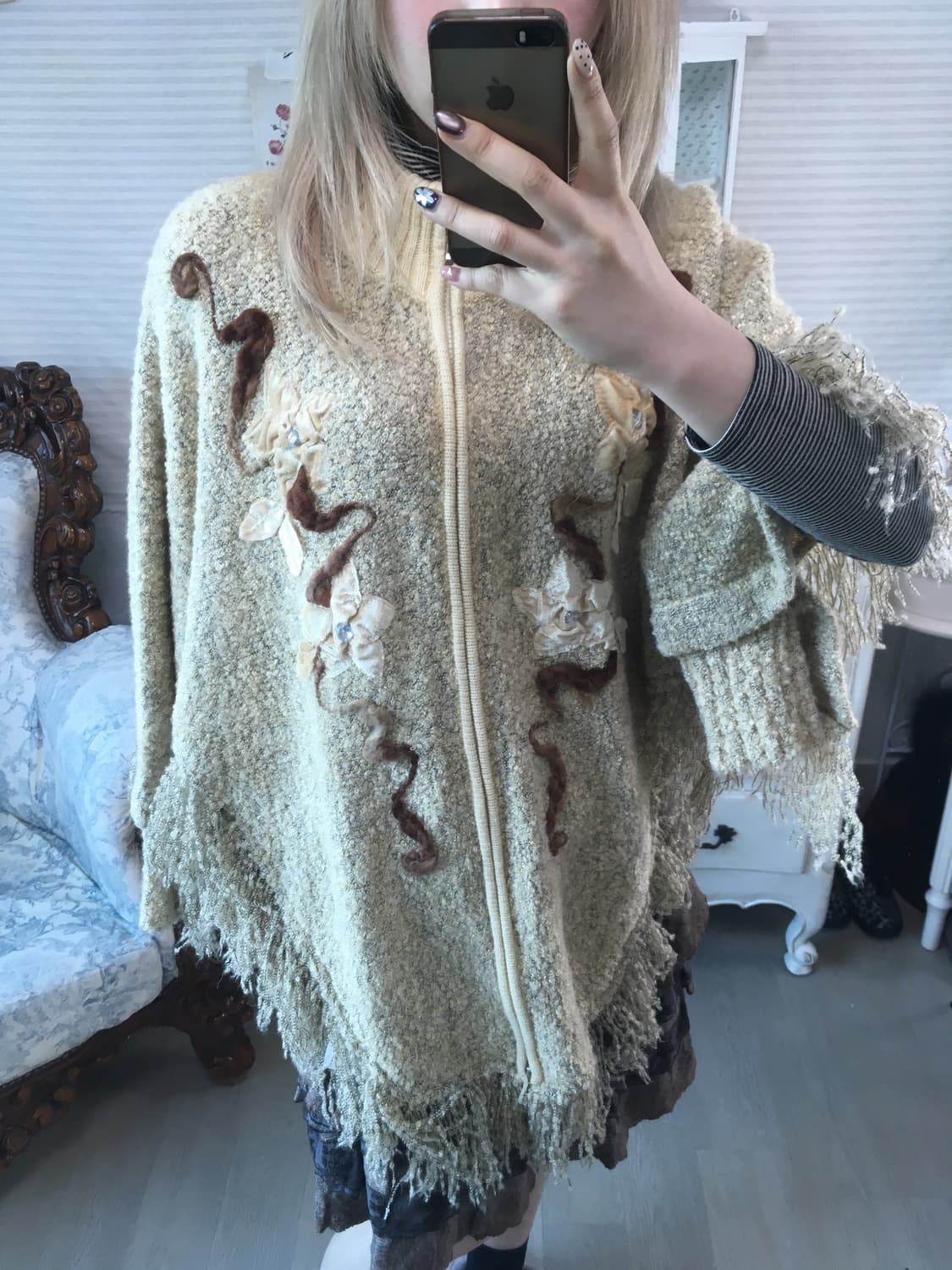 일본빈티지 페일 옐로우 보카시 케이프 투웨이 집업 상품이미지3