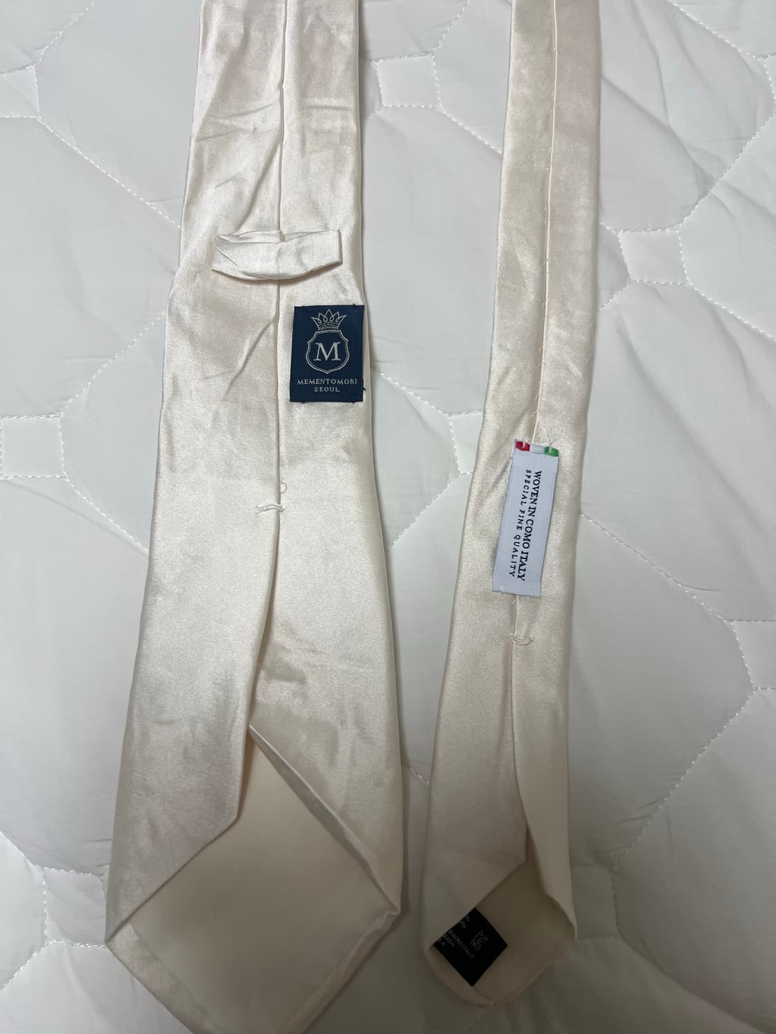 메멘토모리/실크 아이보리 넥타이/OS 상품이미지5
