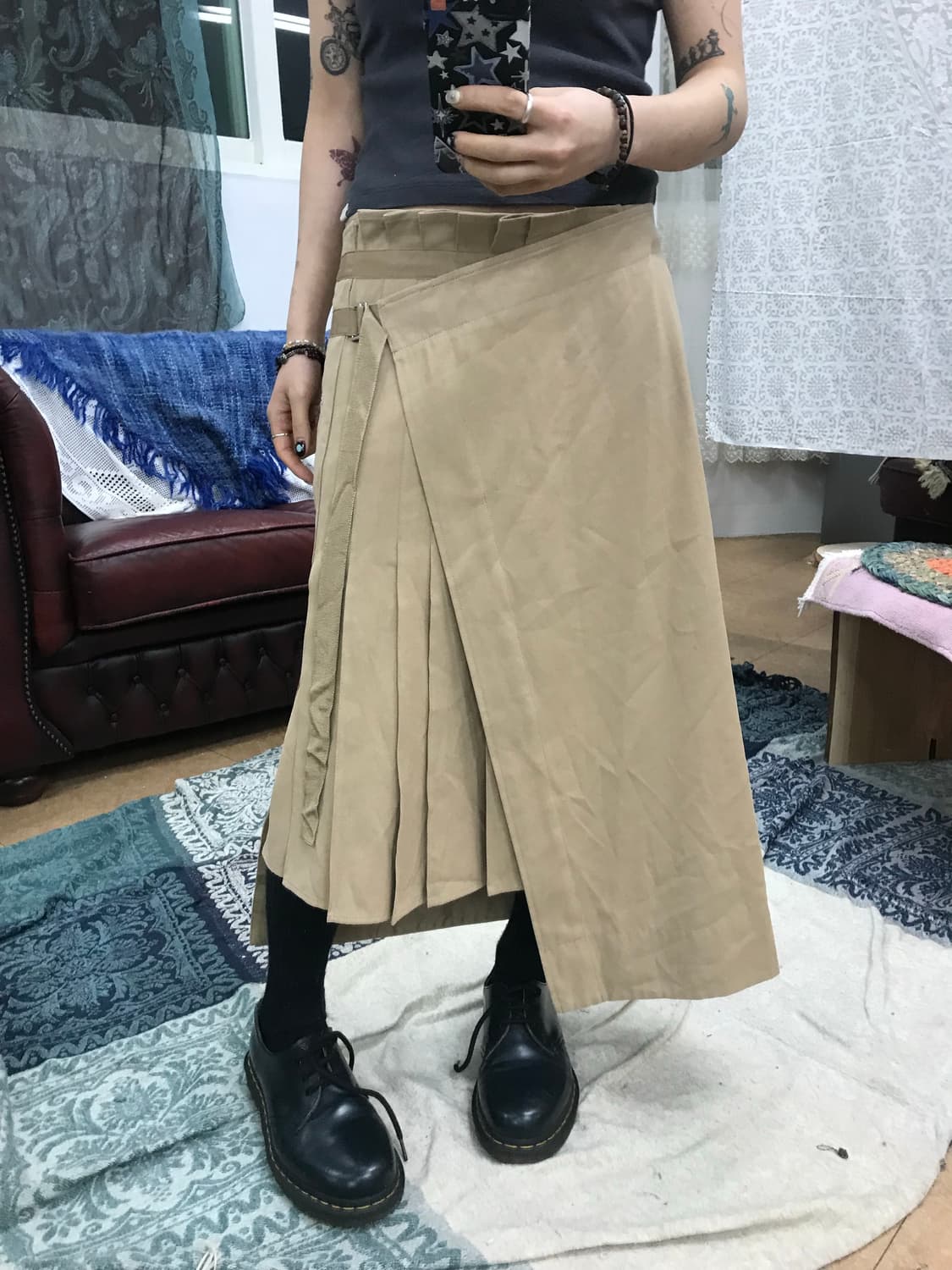 JJRO 빈티지 여성 코튼 랩스커트 상품이미지1