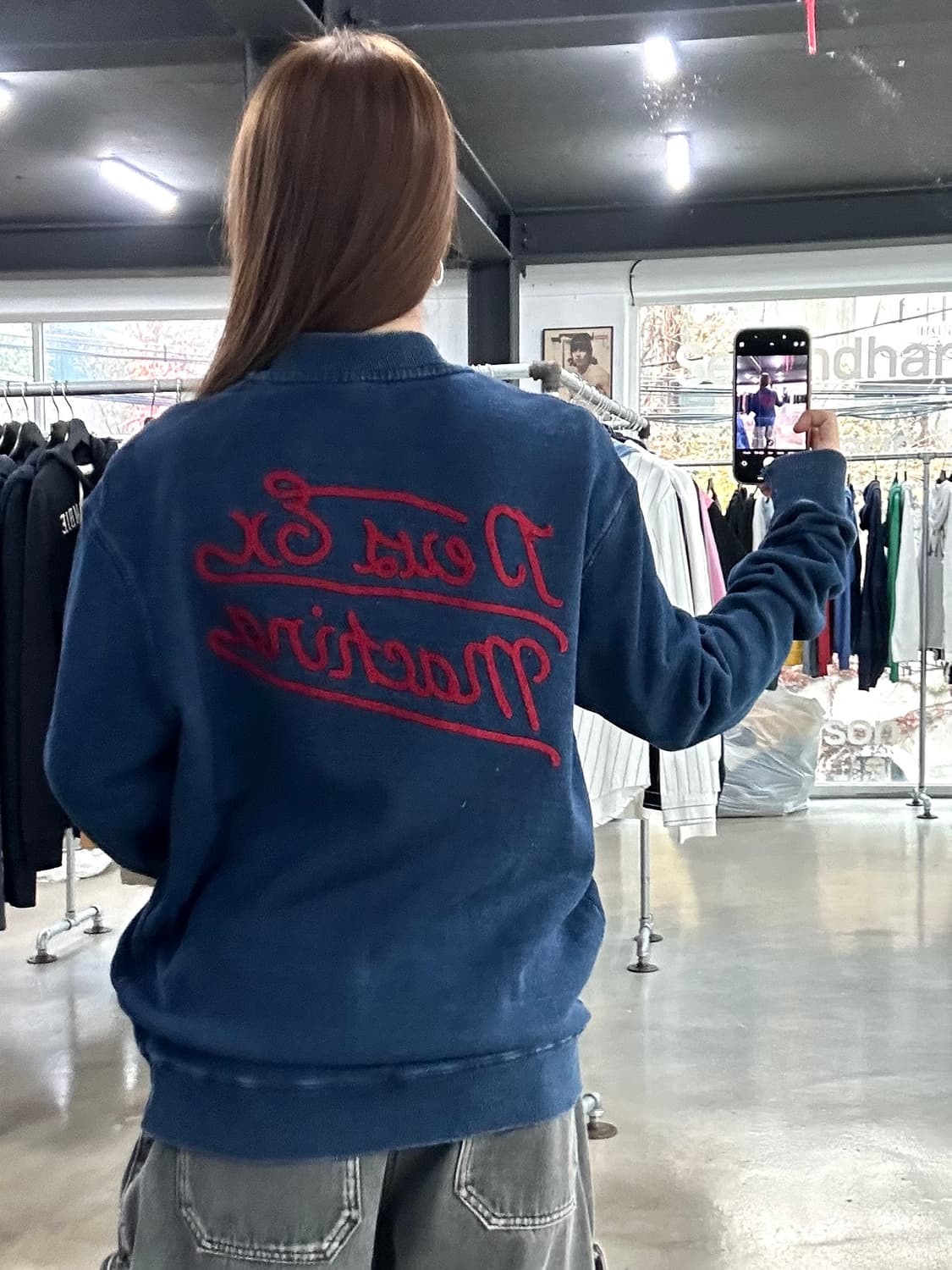 데우스 엑스마키나 레터링자수 코튼스타디움자켓 상품이미지1