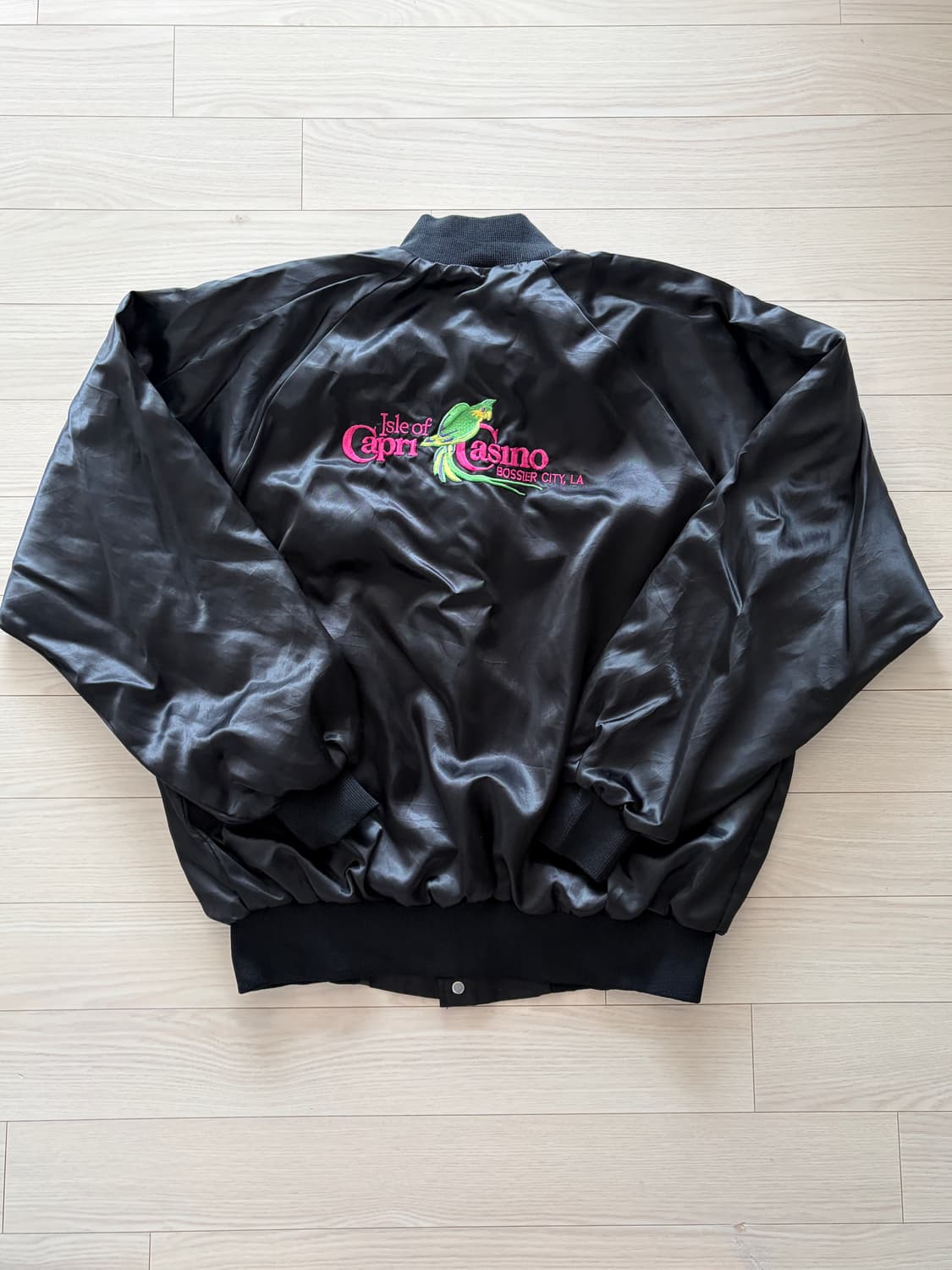 90s 아메리칸 빈티지 Casino 오피셜 새틴 봄버 XL (USA) 상품이미지2