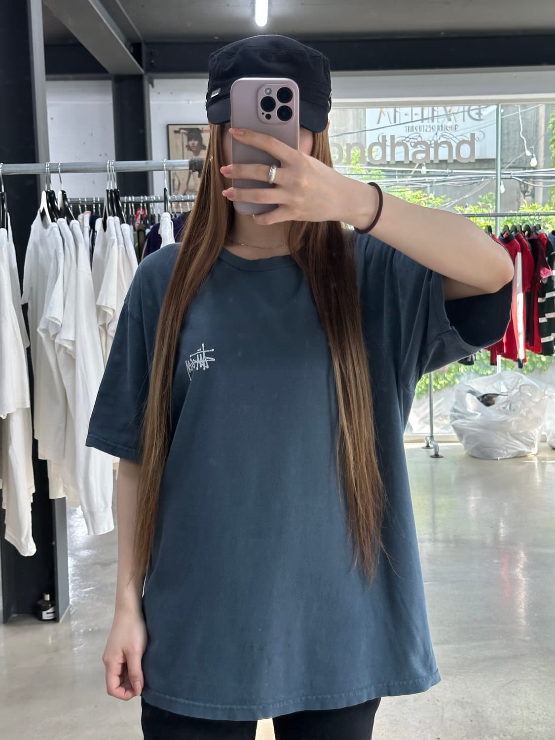 스투시 스탁 백로고 반팔티 블루그레이 상품이미지2