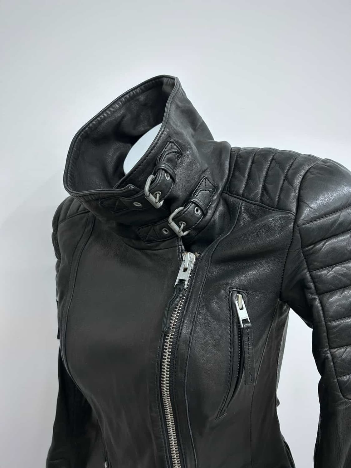 올세인츠 리얼레더 하이넥 자켓 상품이미지3