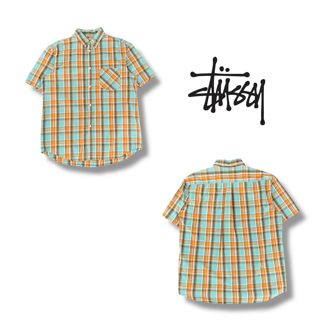  90s stussy 체크 하프셔츠 y12399 상품이미지1