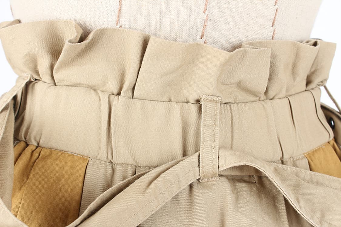 트렌치 배색 투톤 패치워크 벌룬 언발 버튼 벨트 A라인 플레어 밴딩 치마 상품이미지7