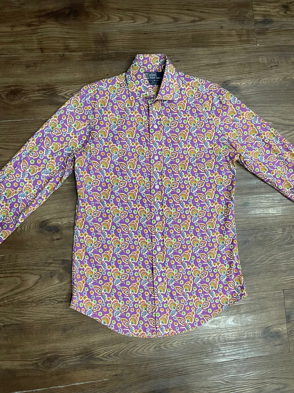 폴로 와이드카라 페이즐리 패턴 셔츠 퍼플 상품이미지2