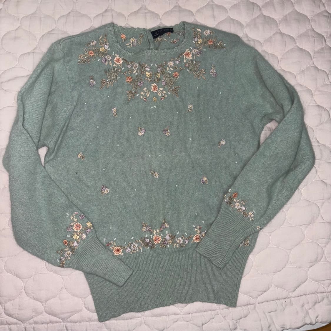 일본 빈티지 모리걸 페어리 자수 진주 니트 상품이미지1