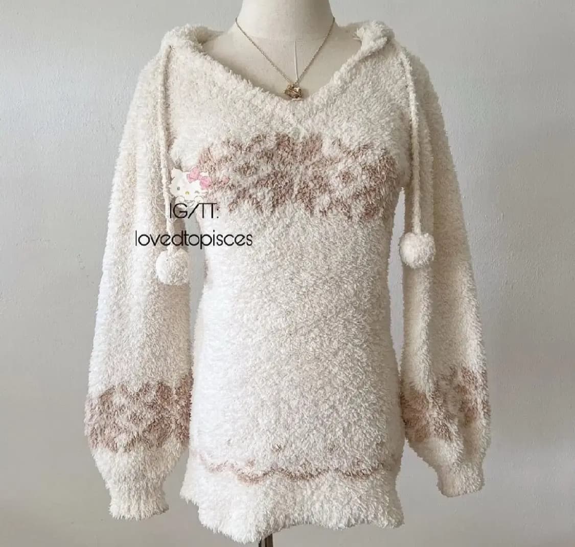 빈티지 리즈리사 갸루 눈꽃 폼폼 후드 니트 상품이미지1