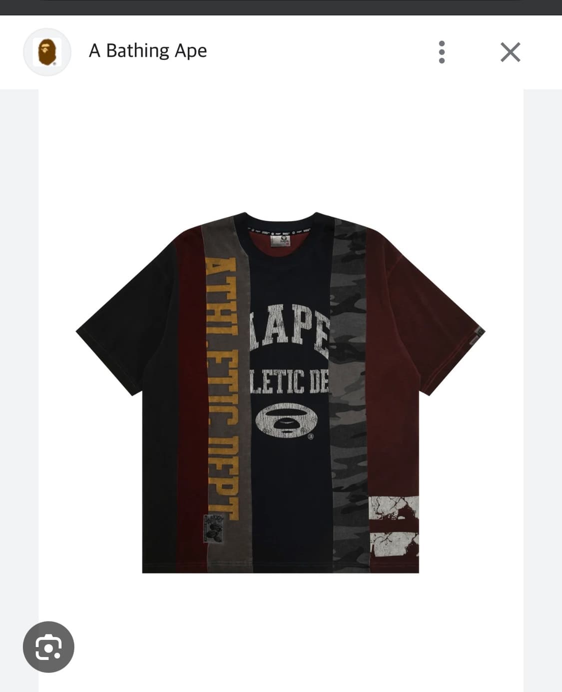 베이프 에이프 bape aape 문페이스 패치워크 티셔츠 xl 상품이미지1