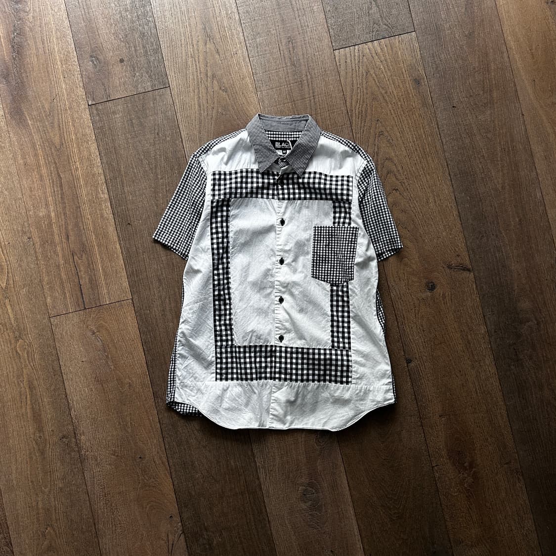Gingham Check Patchwork Blouse 상품이미지1