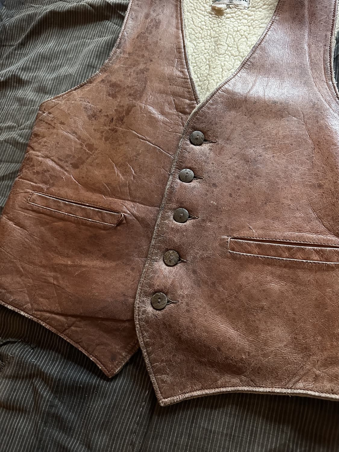 60s LL Bean Leather Vest 상품이미지4