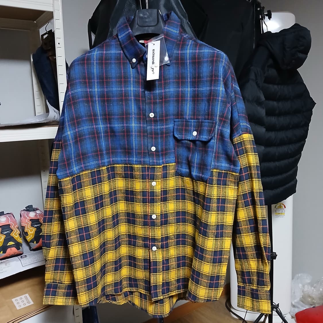 택붙은 미사용 엑스트라오디너리 셔츠 체크 남방 상품이미지4