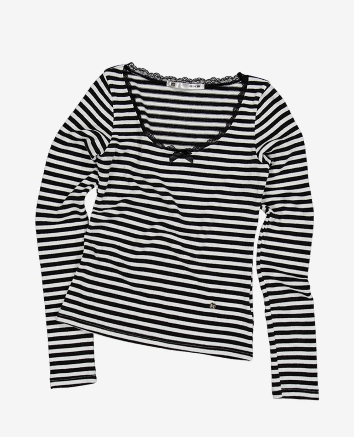 셋업이엑스이 스트라이프 레이스 탑 STRIPE LACE TOP 상품이미지2