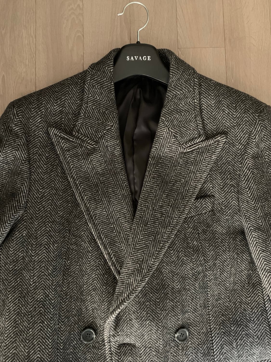 세비지 SAVAGE 헤링본 더블 롱 코트 L 상품이미지3