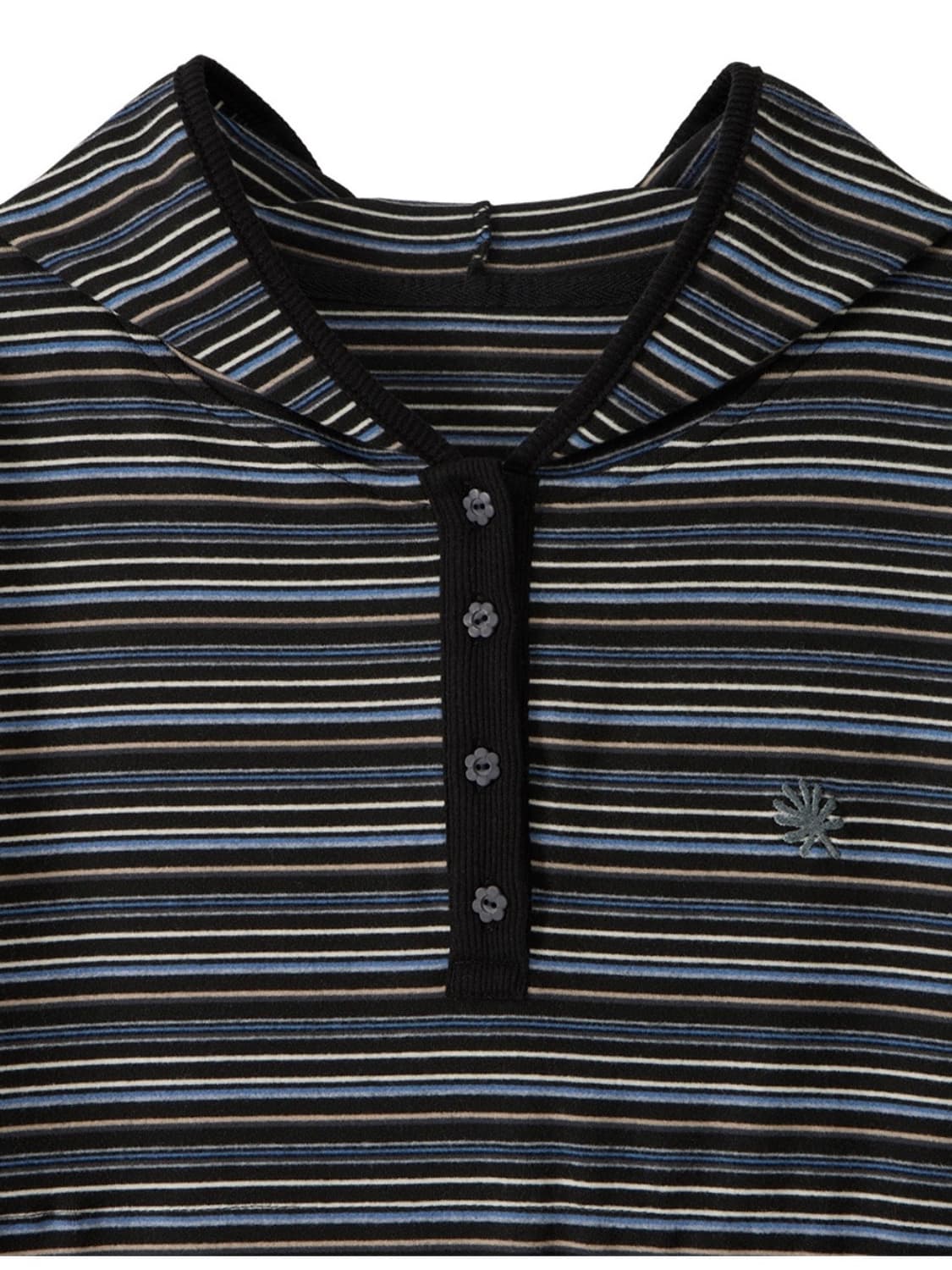 단델 스트라이프 후드 롱슬리브 블랙 상품이미지3