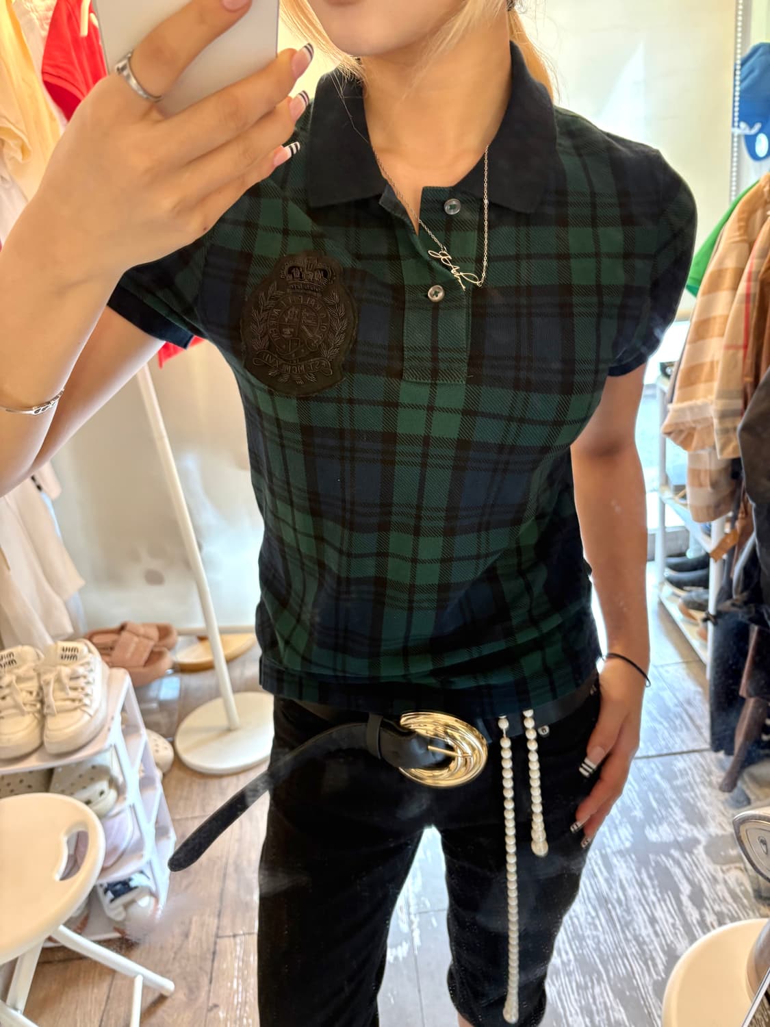 POLO  Big patch check collar T 상품이미지1