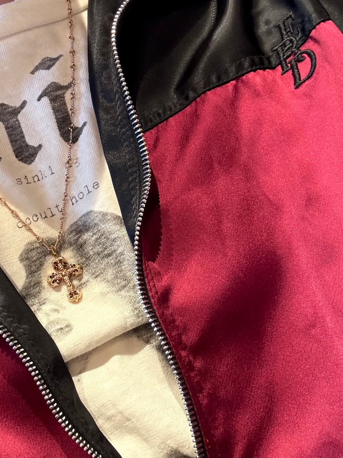 실크 버건디 트랙자켓  상품이미지3
