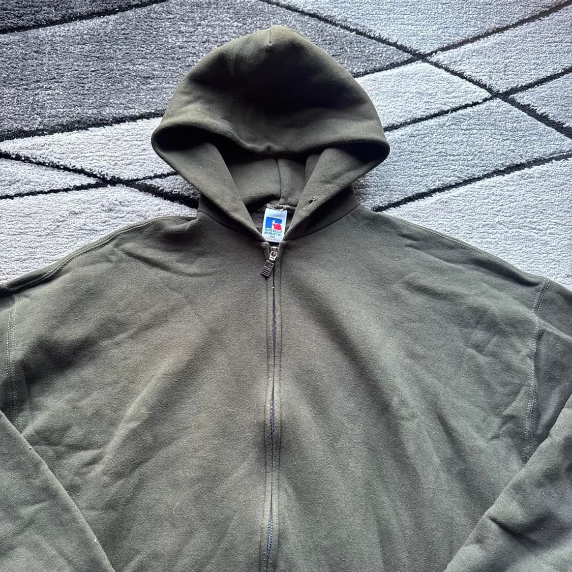  90s 러셀 애슬레틱 후드집업 올리브 그린 상품이미지2