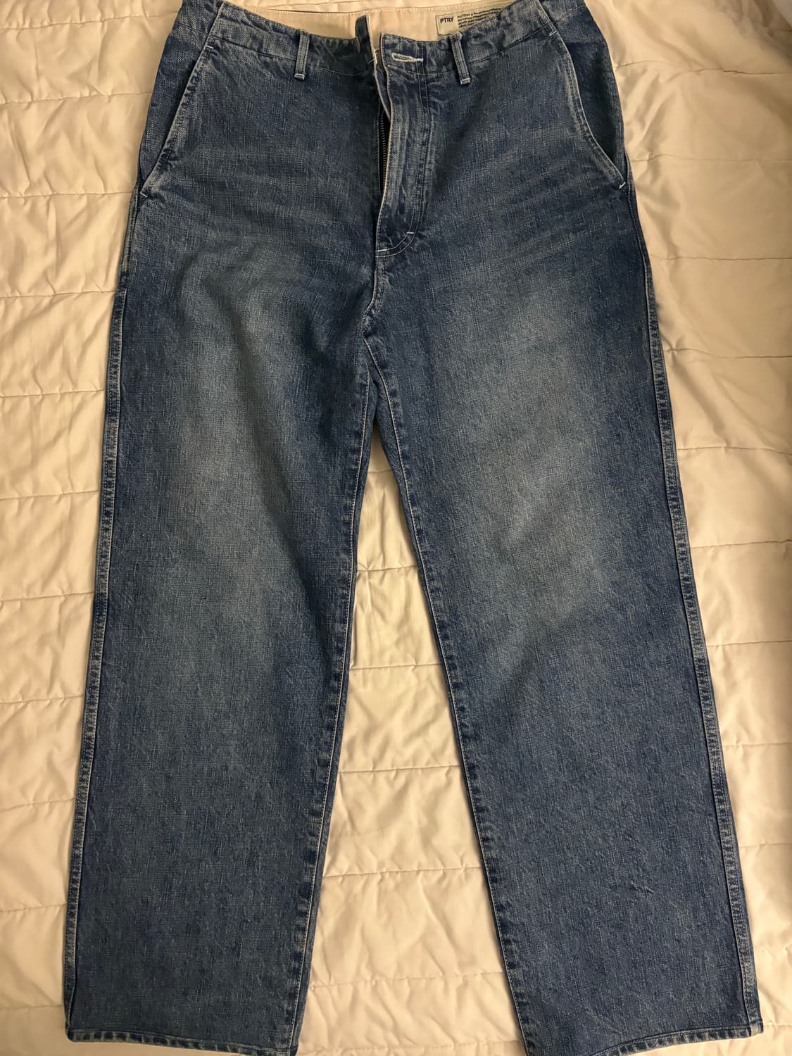 포터리 one washed wide denim mid blue 1사이즈 상품이미지2