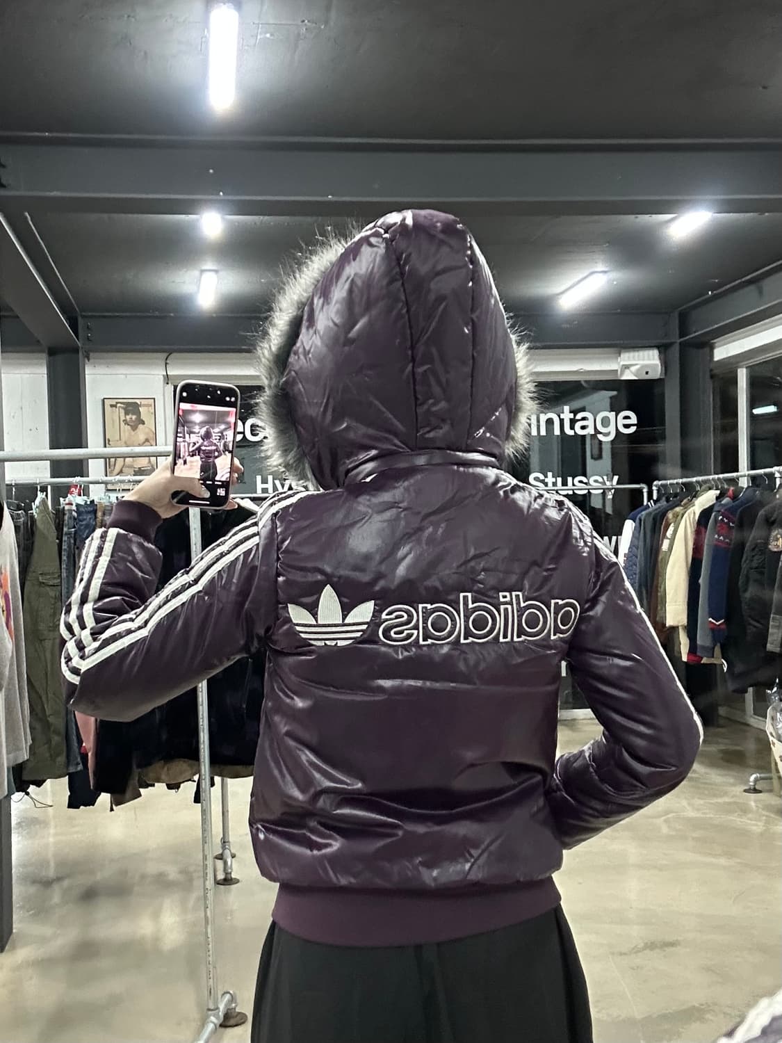 아디다스 퍼플 퀄팅 패딩 자켓 상품이미지3