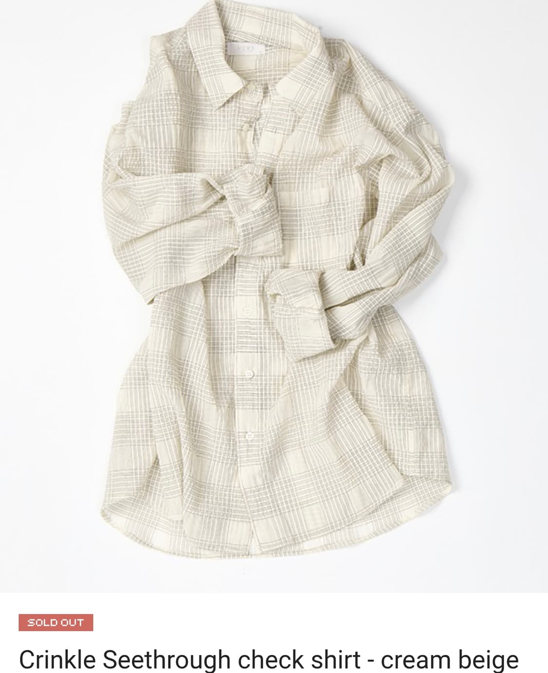 모마디자인 크링클 체크셔츠 크림베이지 48사이즈 상품이미지1