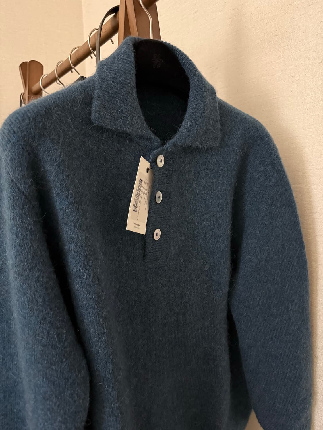 유스 알파카 오버사이즈 카라 니트 블루 M 상품이미지1