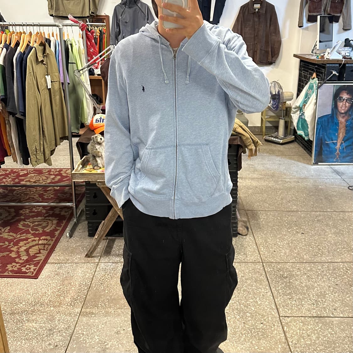 폴로 페일 블루 후드집업 상품이미지3