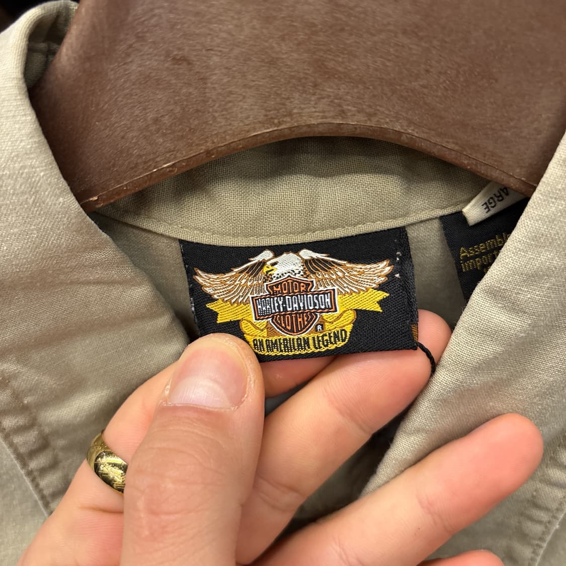 90s 할리데이비슨 V-이글스 쉴드 프린팅 옥스포드 하프셔츠 N1181 상품이미지8