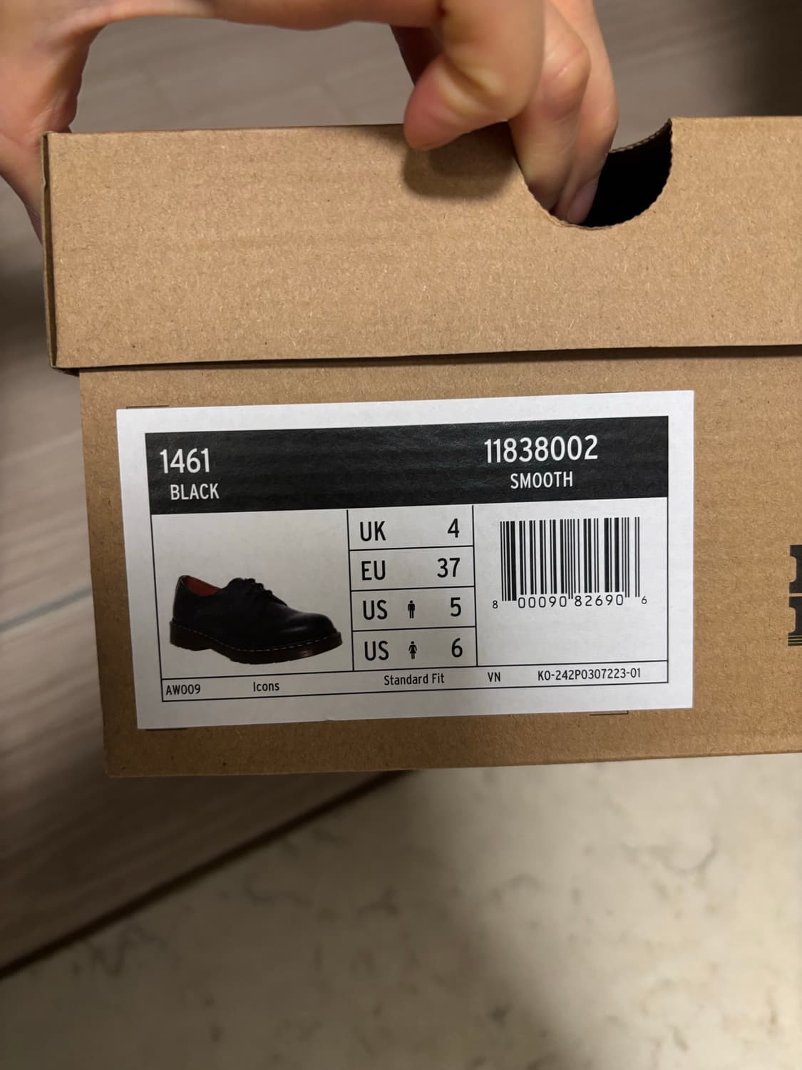 닥터마틴 1461 스무스 블랙 uk4 상품이미지1