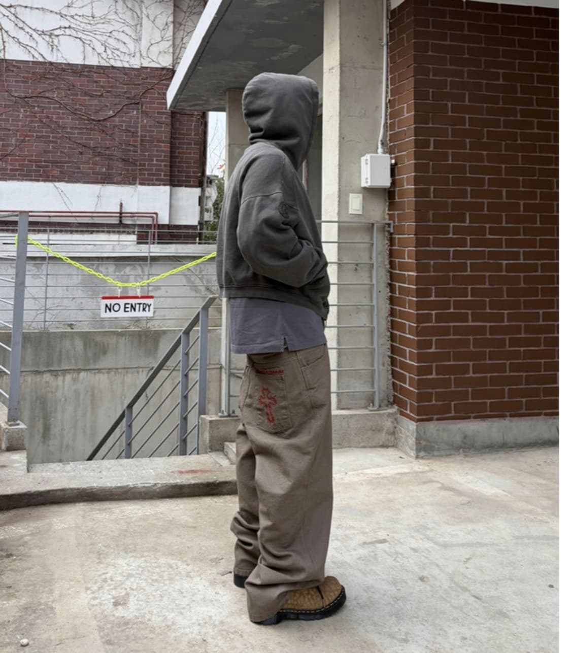 아오이로 데스오브크롬 크라운 워크 팬츠 워시드 브라운/레드 2사이즈 상품이미지3