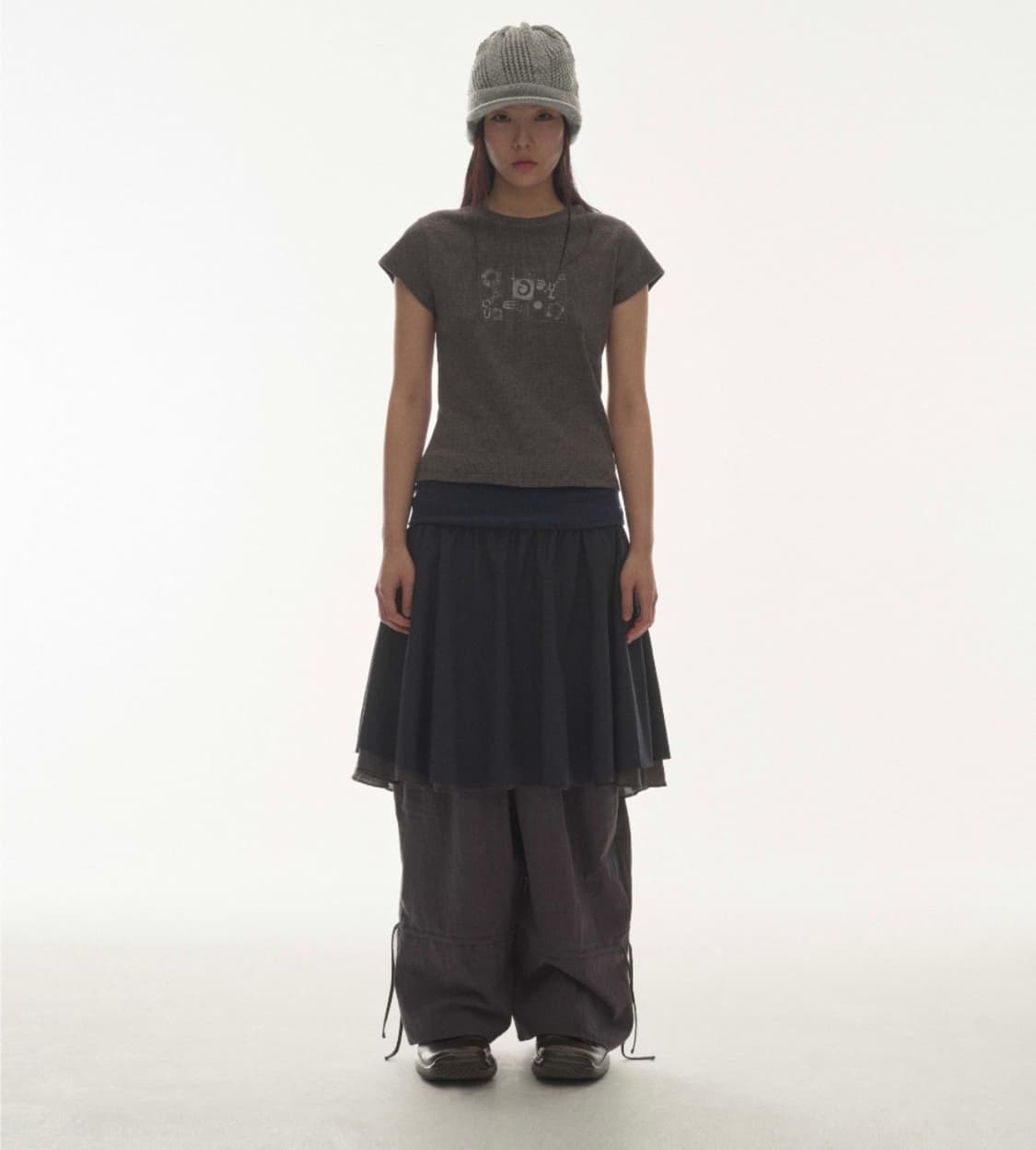 DOUBLE SHIRRING SKIRT NAVY 2사이즈 상품이미지2