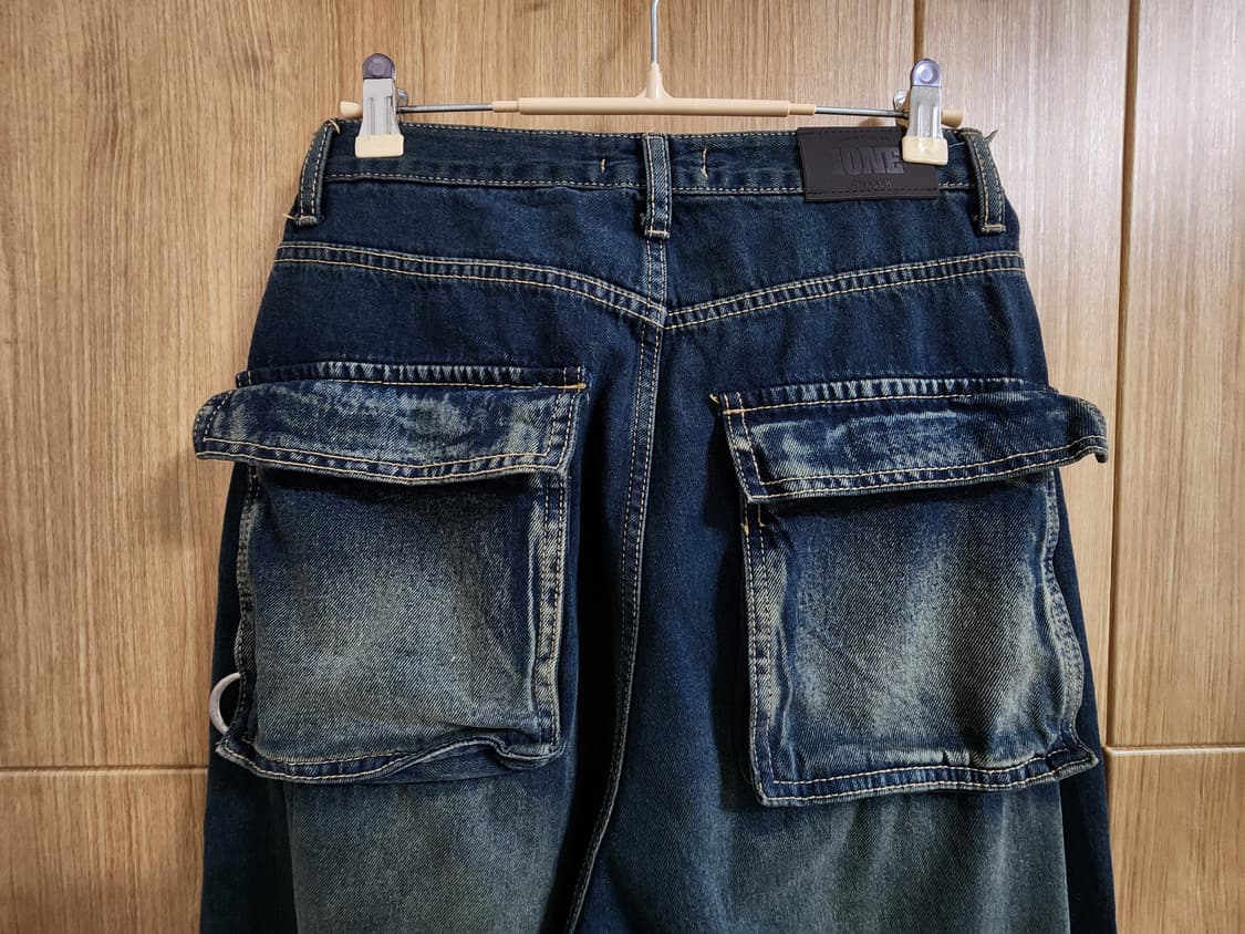 (S)여성 1ONE 페리에 백포켓 벌룬 와이드 데님 팬츠 상품이미지4