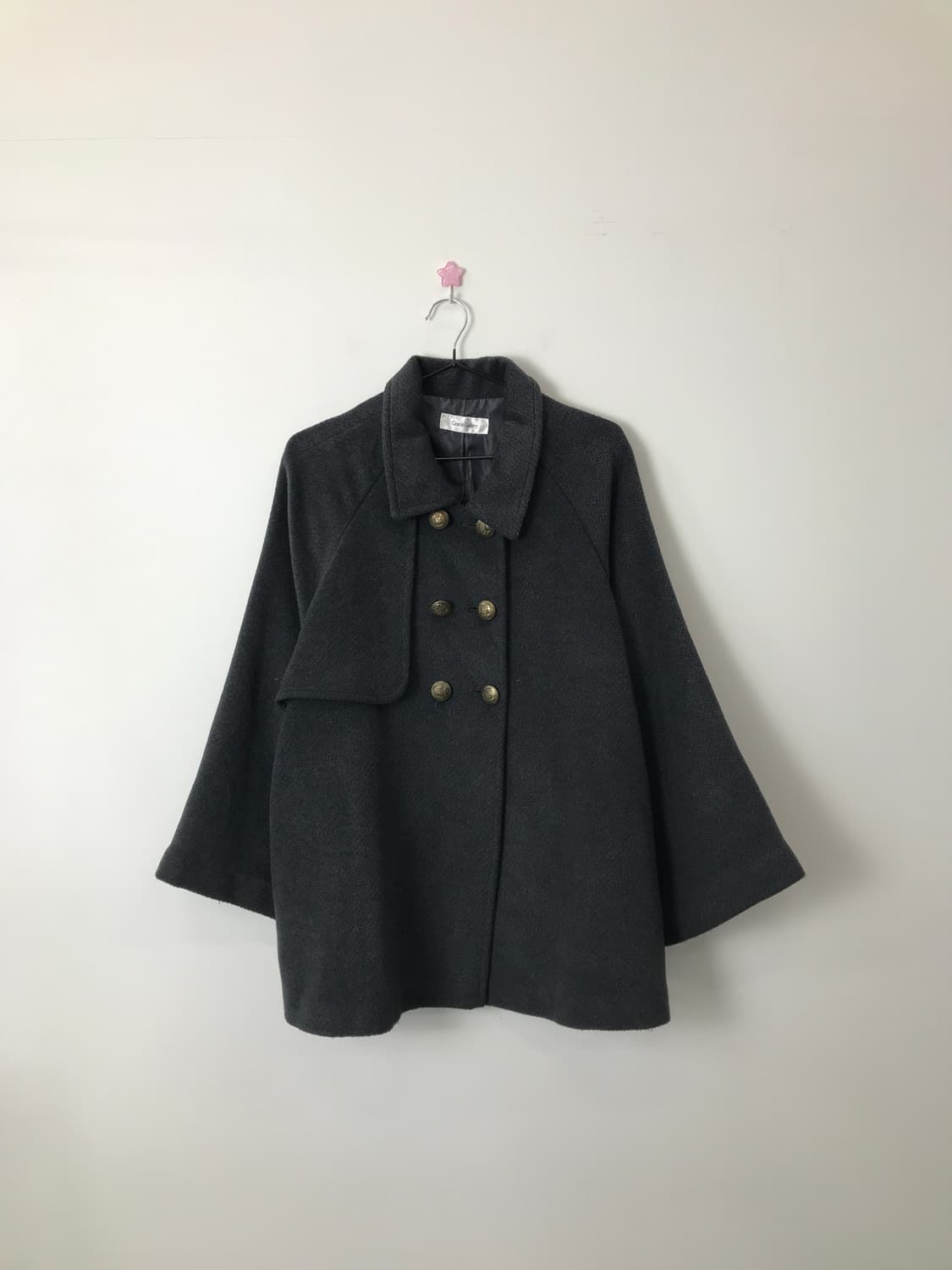 Jpn Dark Grey Double-Breasted Cape Coat 상품이미지3