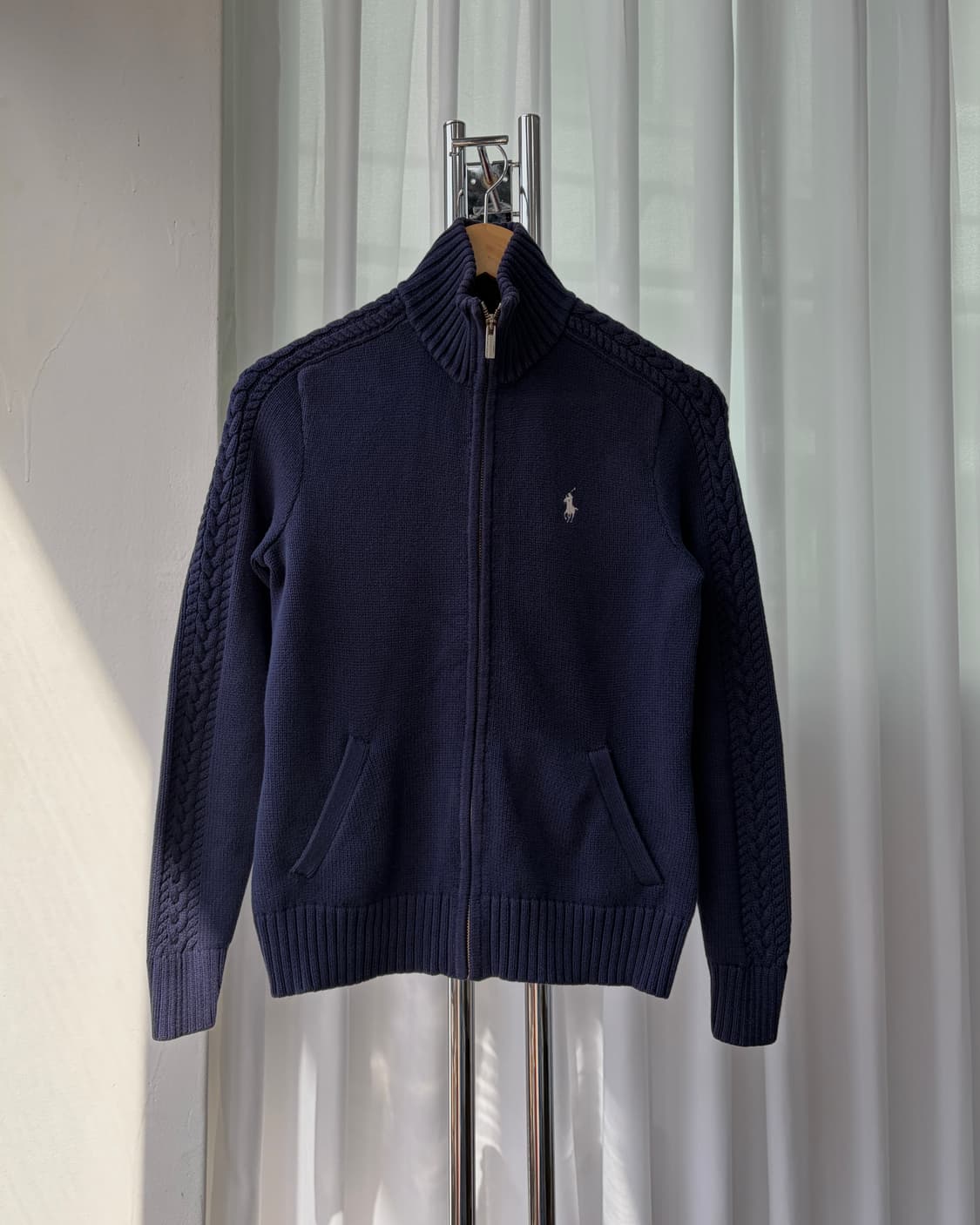 [S]폴로 랄프로렌 여성 케이블 니트 집업 navy 상품이미지3