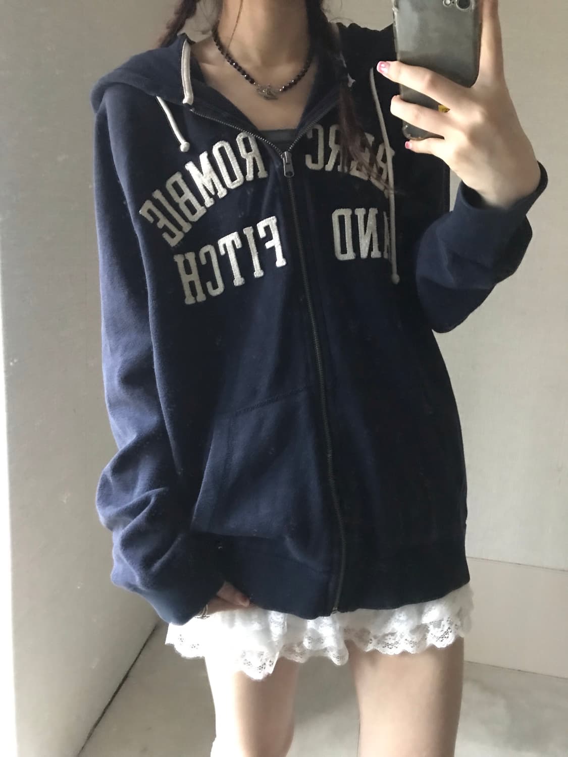 아베크롬비 네이비 오버핏 후드집업 상품이미지3