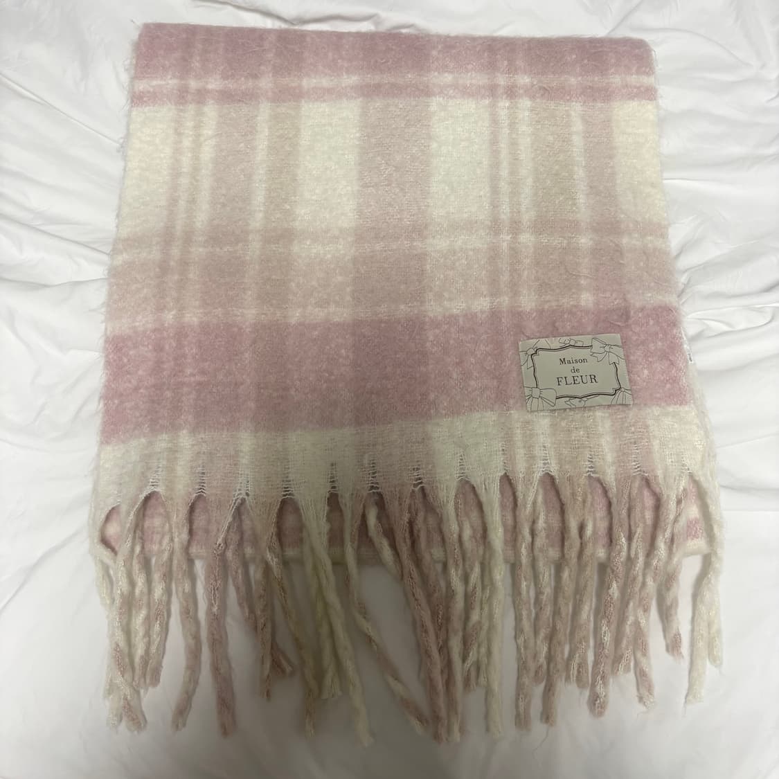 메종드플뢰르 핑크 체크 머플러 목도리 상품이미지2