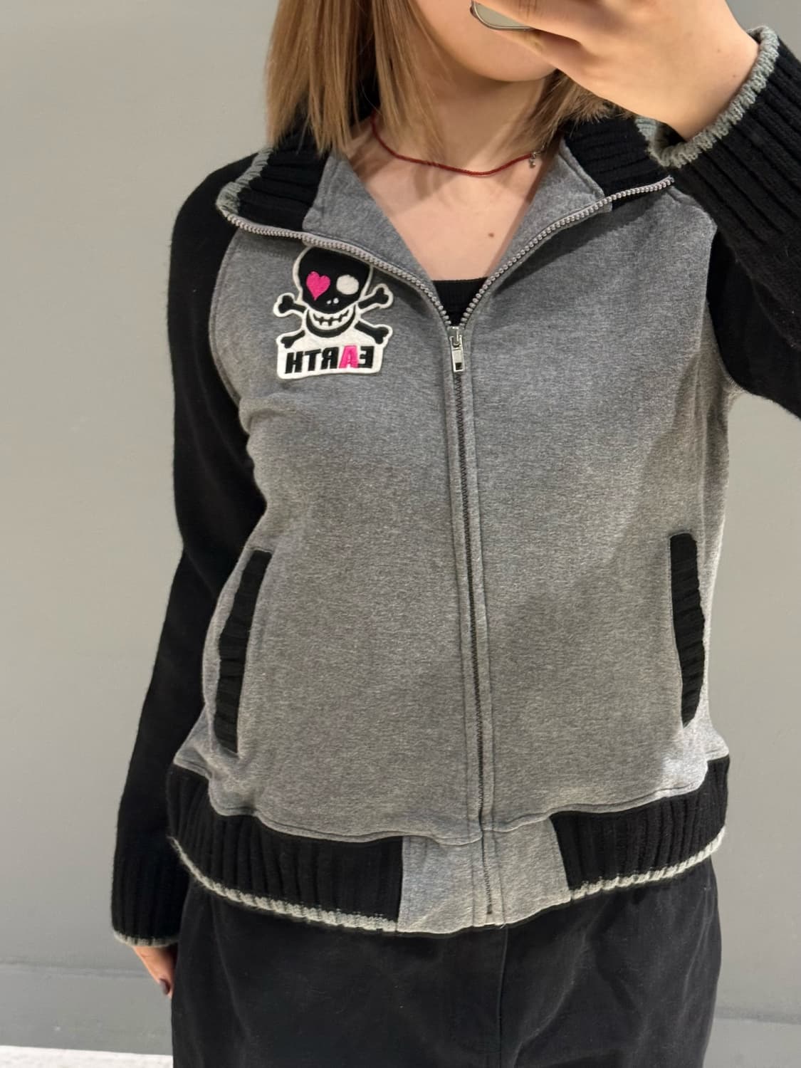 Kitsch skull patch raglan zip-up 상품이미지5