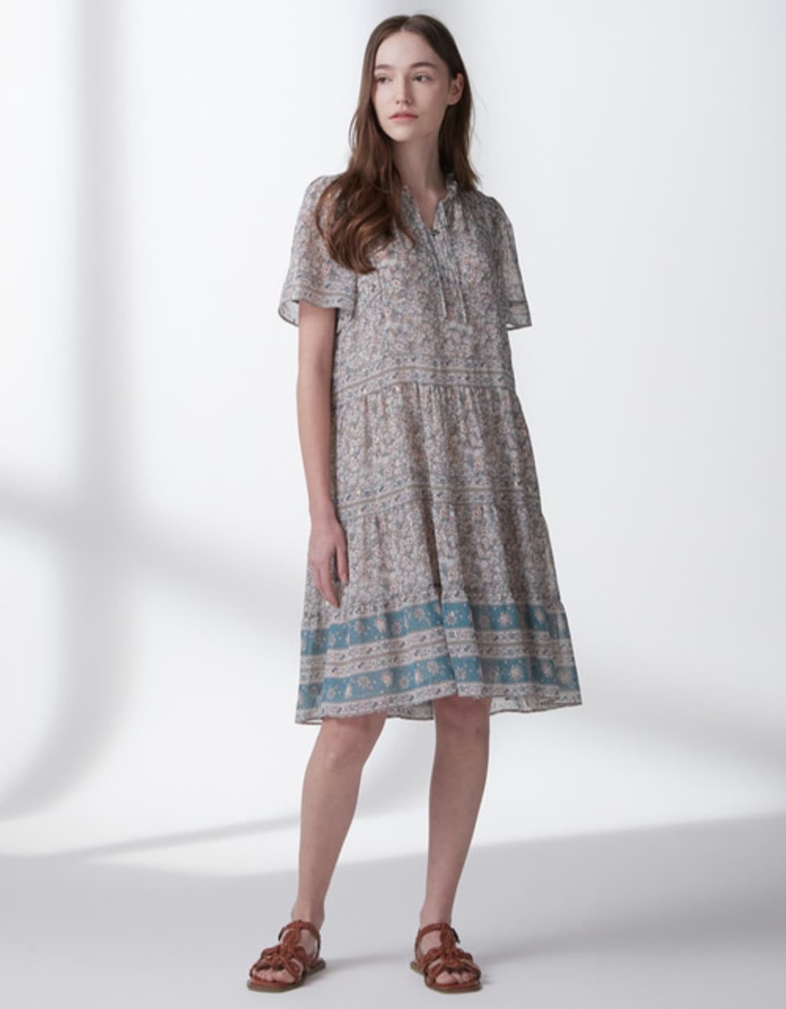 써스데이아일랜드 패턴 보더 원피스 S사이즈 상품이미지1