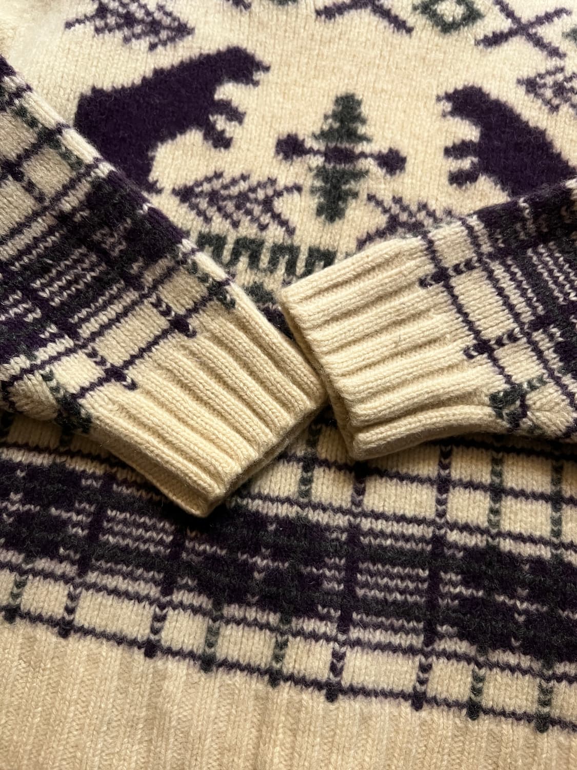 [XL]90's USA 빈티지 폴라베어 패턴 울 스웨터 상품이미지5