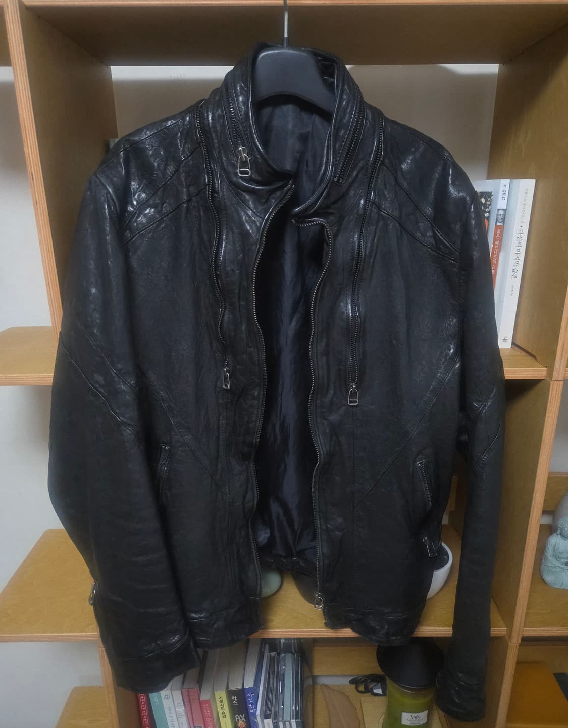 램스킨 사선 절개 레더자켓 상품이미지3