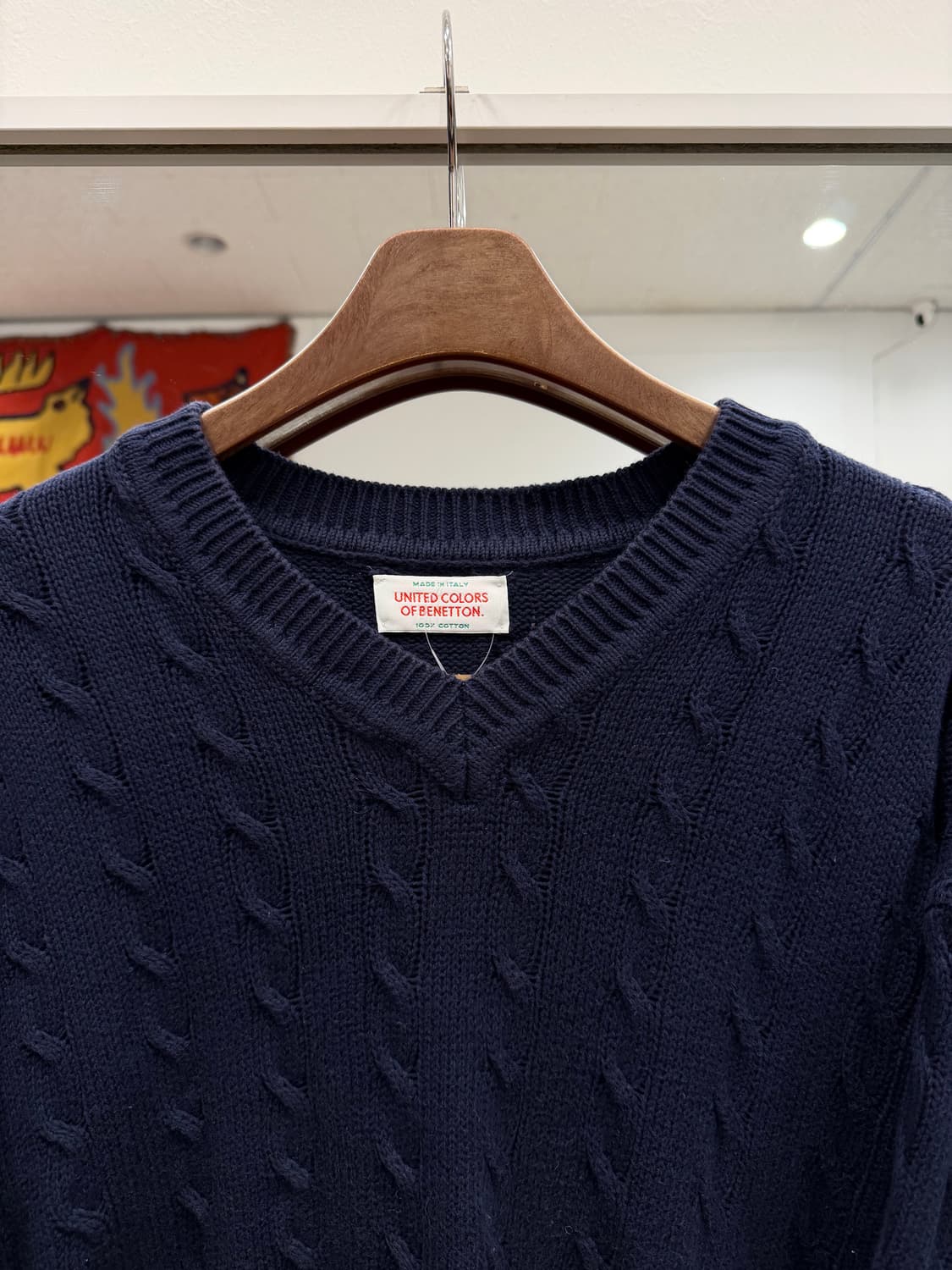 90s Benetton 베네통 브이넥 케이블 코튼 니트 (Italy) 상품이미지3