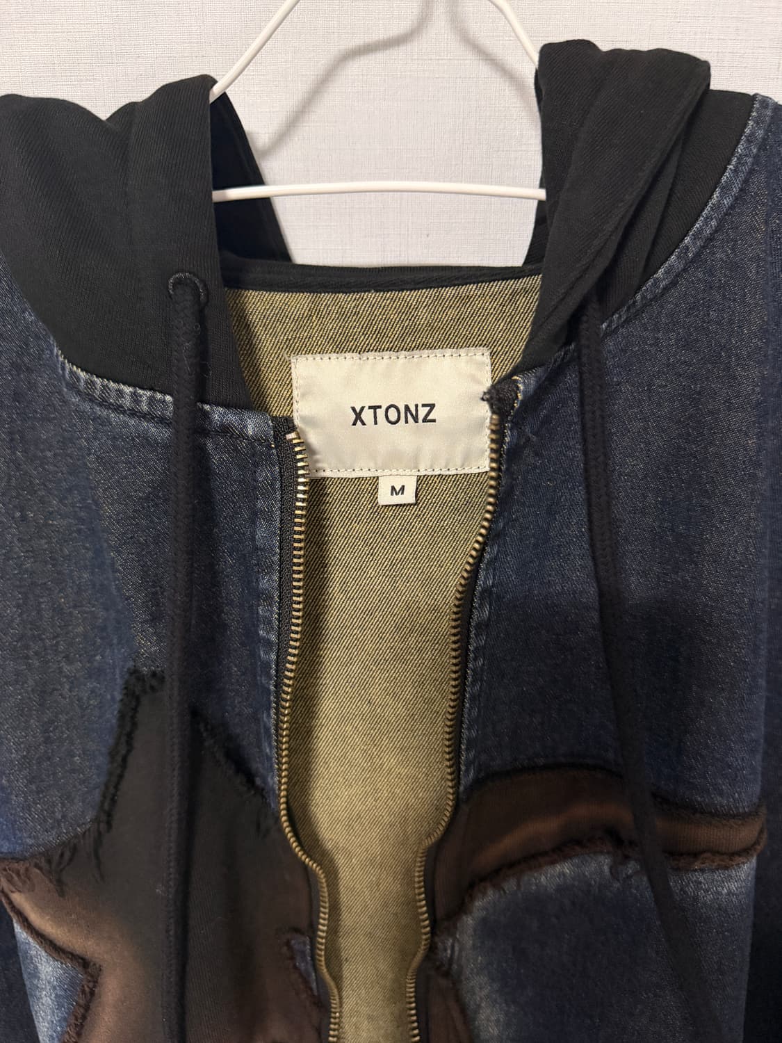 엑스톤즈 빈티지 워싱 스타 데님 후드집업 상품이미지3