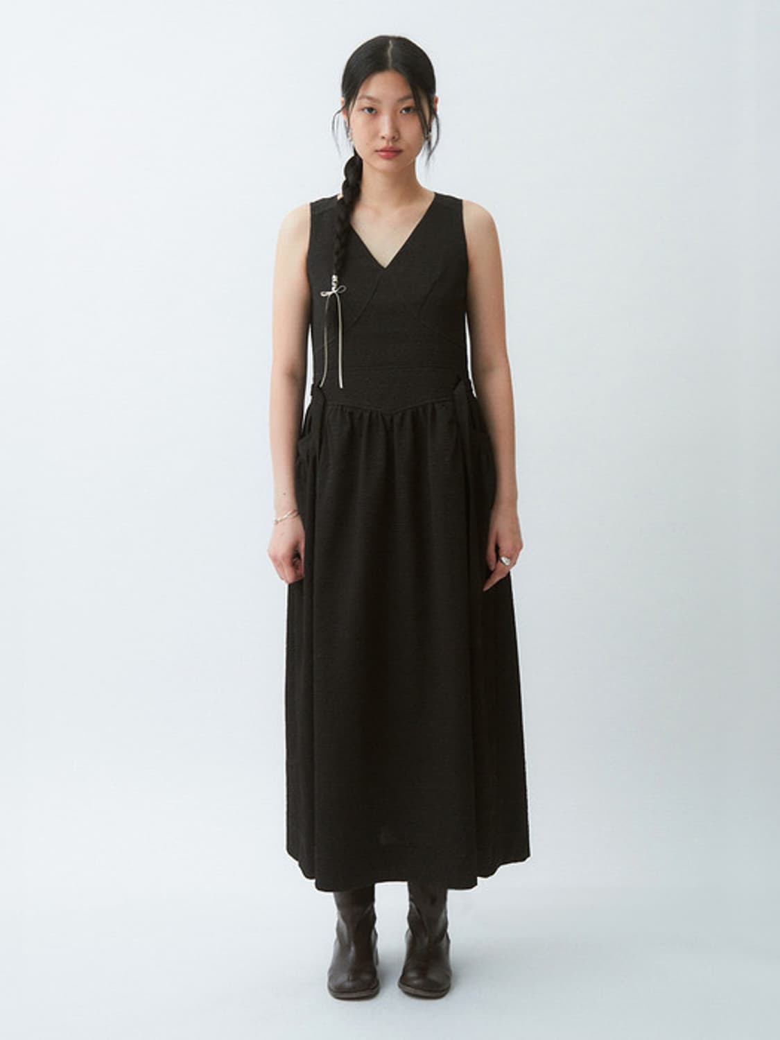 오스더 자카드 볼륨 드레스 원피스 블랙 상품이미지3